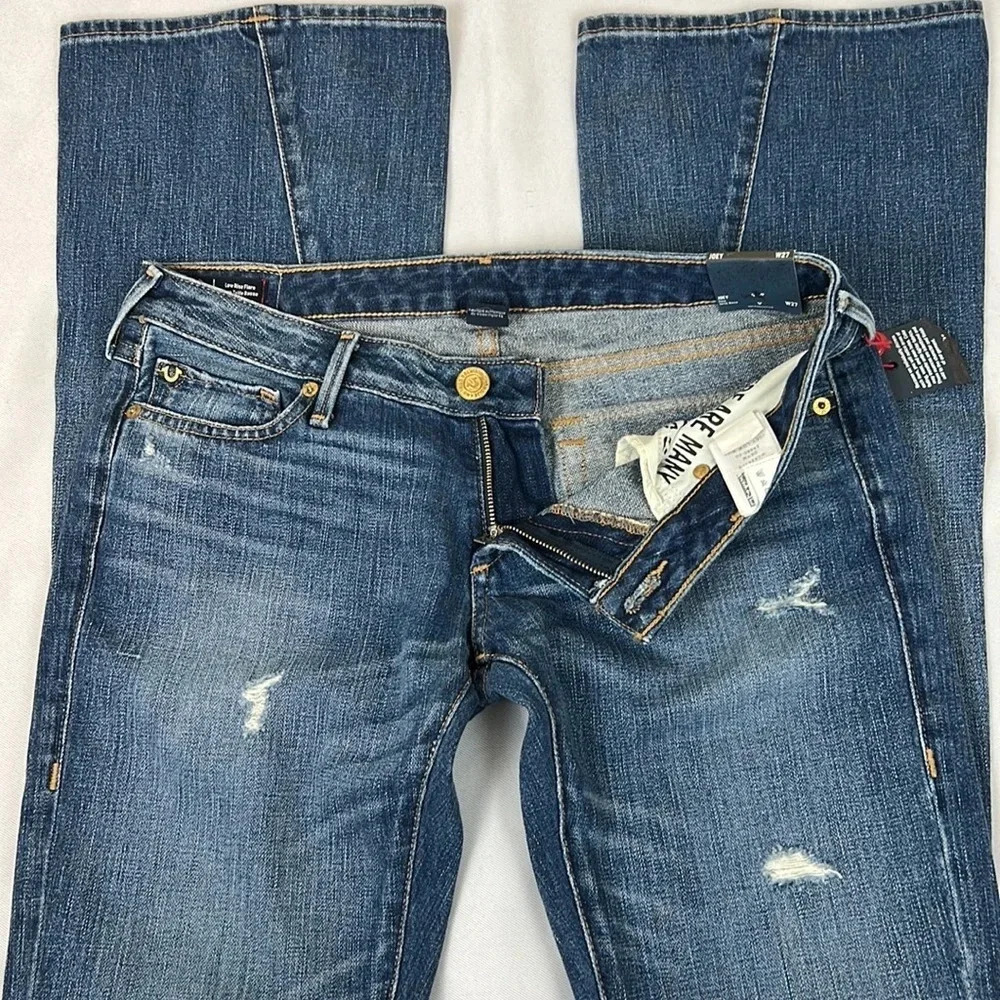 New True Religion Joey Low Rise Flare Flap Pockets Jean Size 27 - Picture 3 of 15